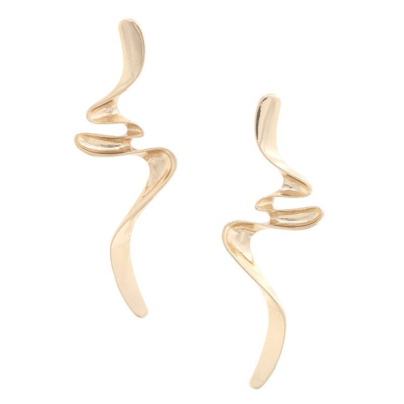 Wavy Metal Bar Earrings