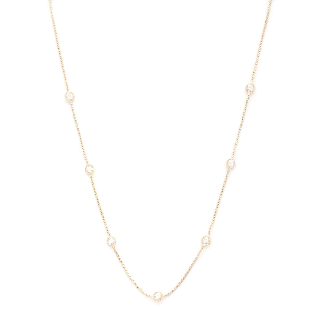 12" Gold Chain/Clear Crystal Stations