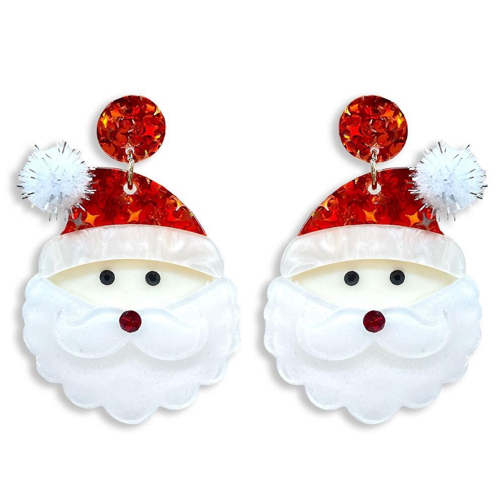 Acetate Santa Face Earrings