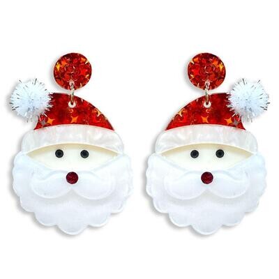 Acetate Santa Face Earrings