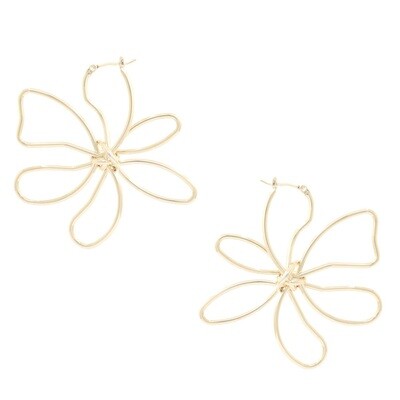 Gold Open Wavy Flower Earring