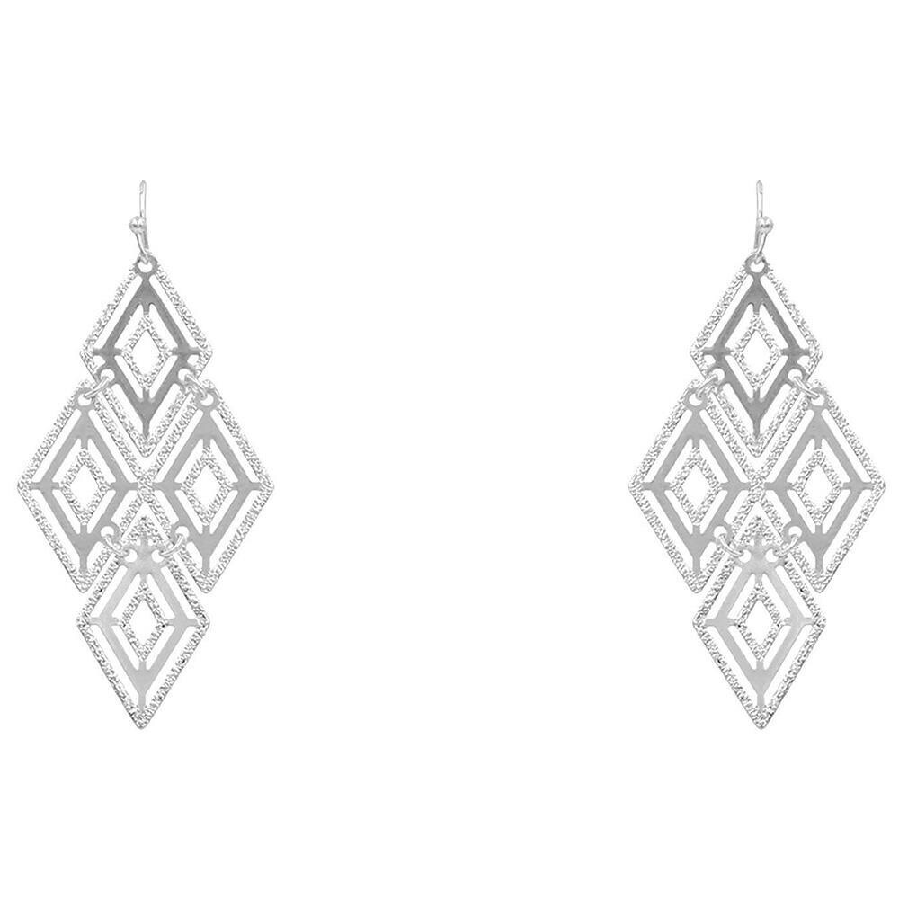 Open Metal Multi Diamond Shape Dangle Earrings