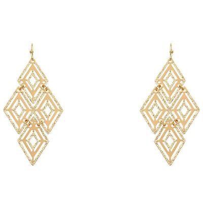 Open Metal Multi Diamond Shape Dangle Earrings