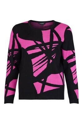 Black/Deep Orchid Geometric Print Sweater