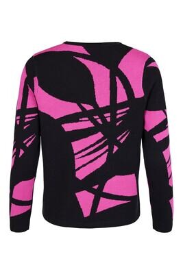 Black/Deep Orchid Geometric Print Sweater