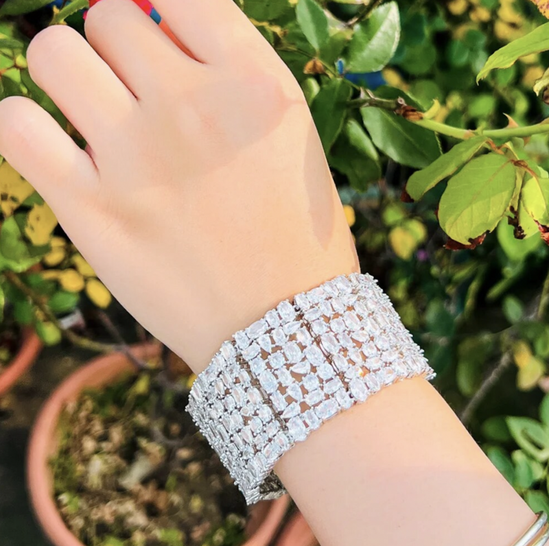 Gorgeous Multi Shaped AAA Cubic Zirconia Statement Bracelet