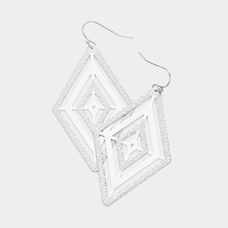 Metal Rhombus Dangle Earrings