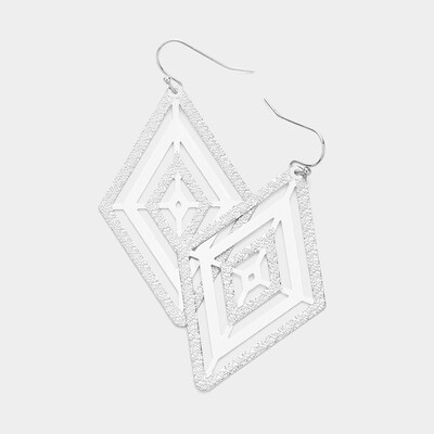 Metal Rhombus Dangle Earrings