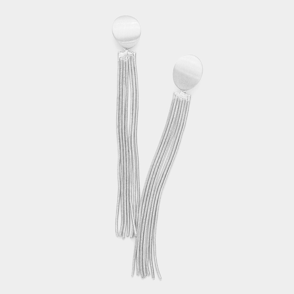 Metal Chain Fringe Dangle Earrings