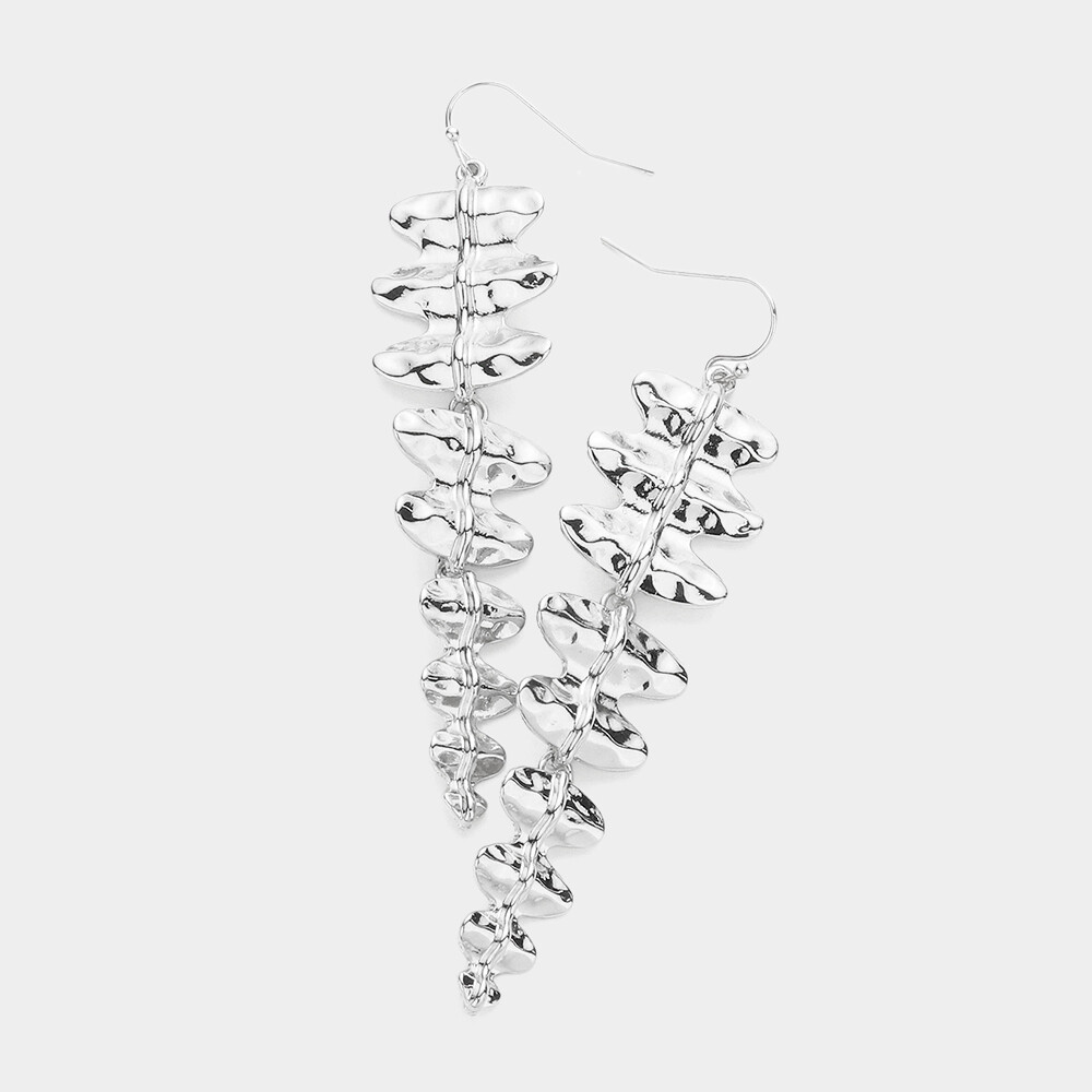Silver Abstract Metal Link Dangle Earrings