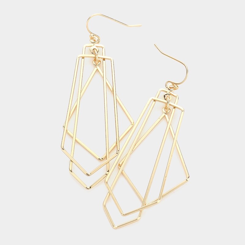 Geometric Open Metal Layered Dangle Earrings
