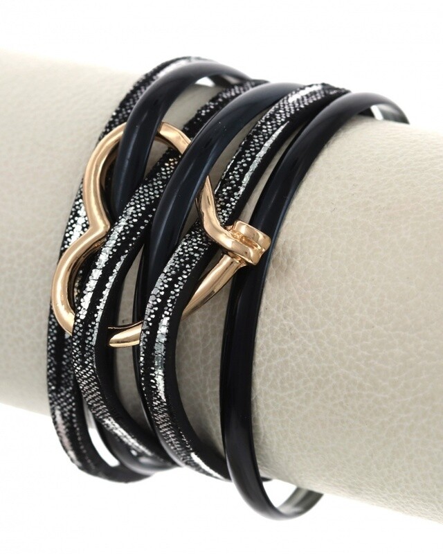Multi Strand Heart Metal Band Bracelet