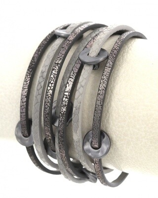 Multi Strand Croc Print Leatherette Band Bracelet