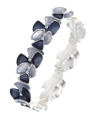Silver/Blue Flower Metal Stretch Bracelet