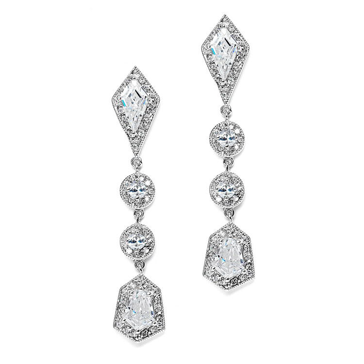 Empress & Noble Cut Cubic Zirconia Bridal Earrings