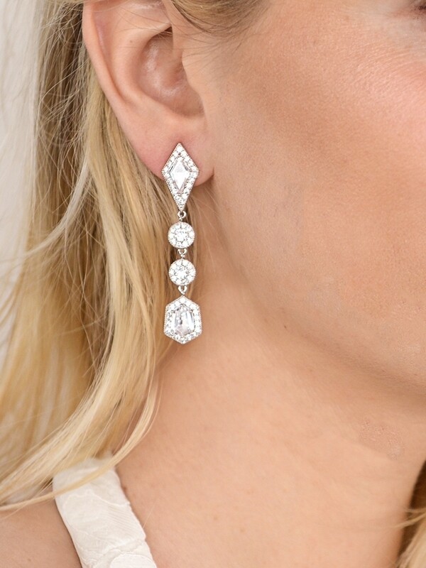 Empress & Noble Cut Cubic Zirconia Bridal Earrings