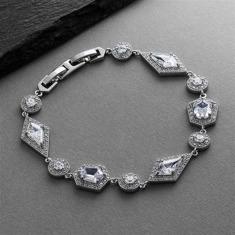 Empress &amp; Noble Cut Cubic Zirconia Bridal Bracelet