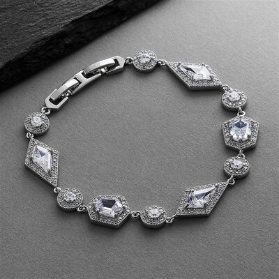 Empress & Noble Cut Cubic Zirconia Bridal Bracelet
