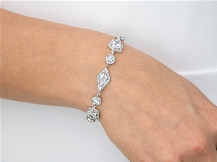 Empress & Noble Cut Cubic Zirconia Bridal Bracelet