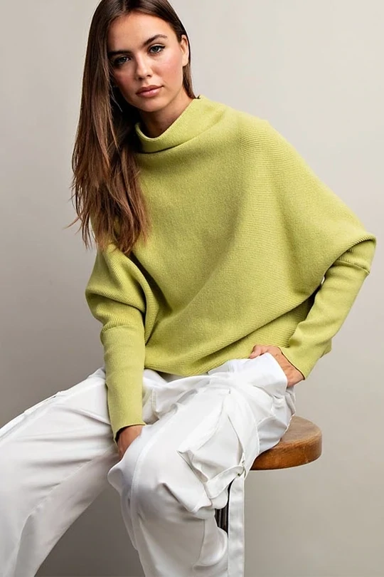 Avocado Mock Neck Relaxed Fit Sweater 