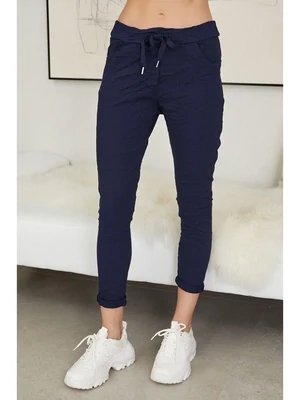 Navy Blue Italian Crinkle Jogger