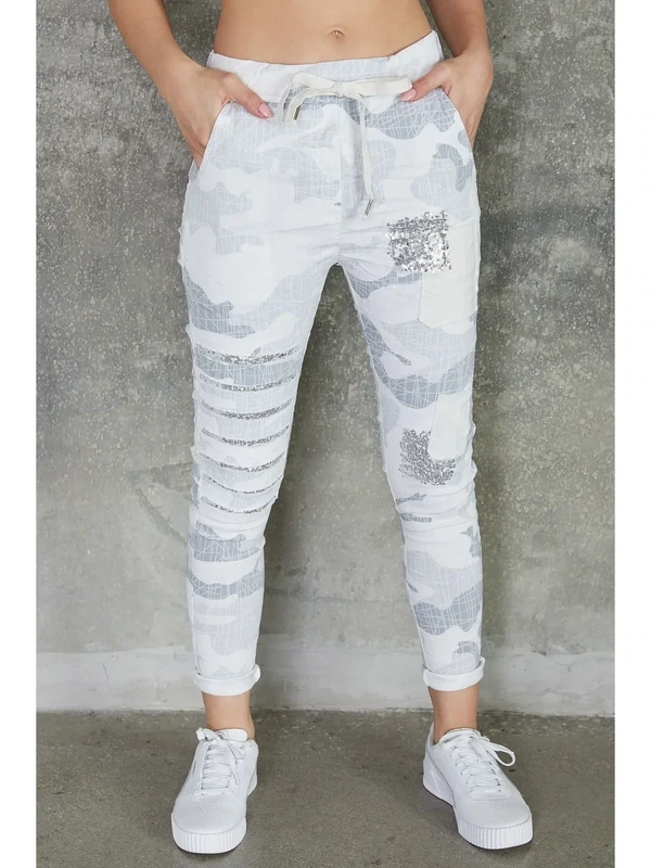 Pencil Sketch Camouflage Sequin Patch Jogger