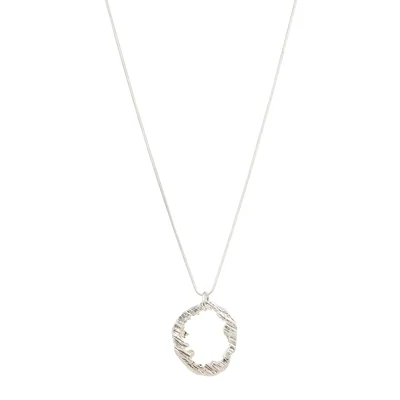 Burnished Silver Earthy Metal Pendent Chain Necklace