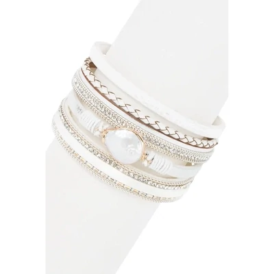 Santorini Pearl Vegan Leather Wrap Bracelet
