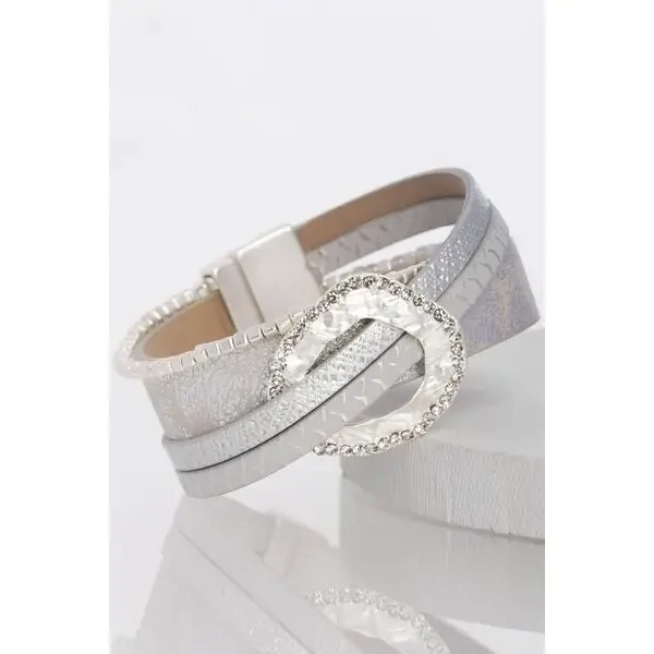 Sliver Plate Vegan Leather/Real Leather Bracelet