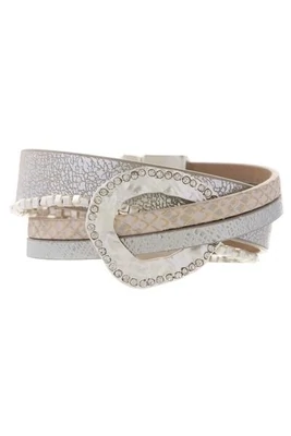 Sliver Plate Vegan Leather/Real Leather Bracelet