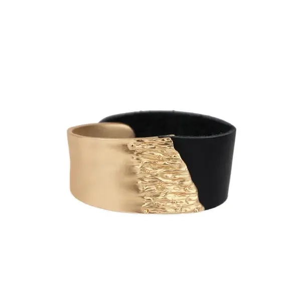Wild Ways Metal Leather Bracelet with Push Button
