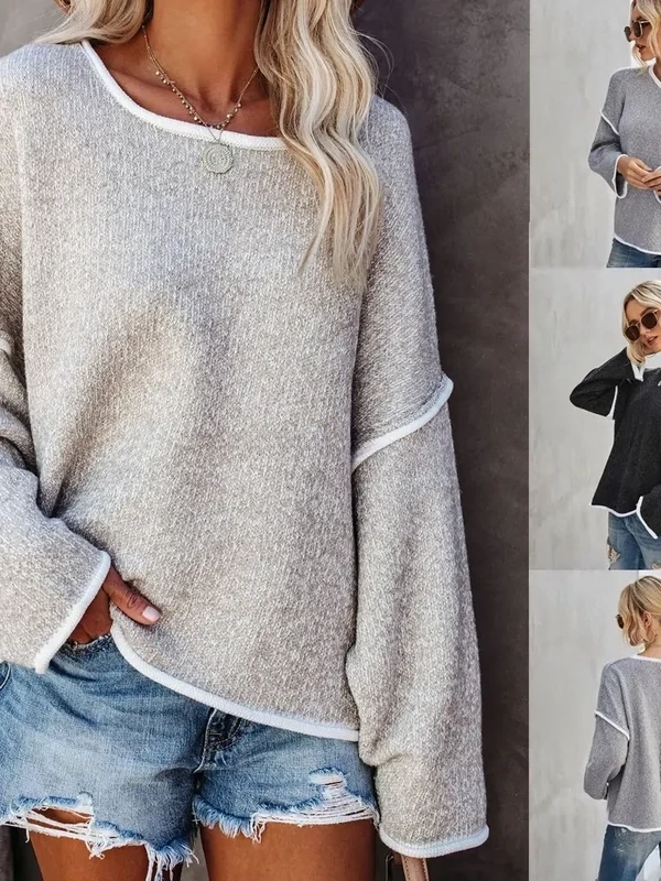 Grey Casual Crew Neck Pullover Long Sleeve Sweater