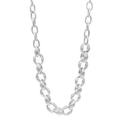 Textured Matte Silver Metal Chain Necklace