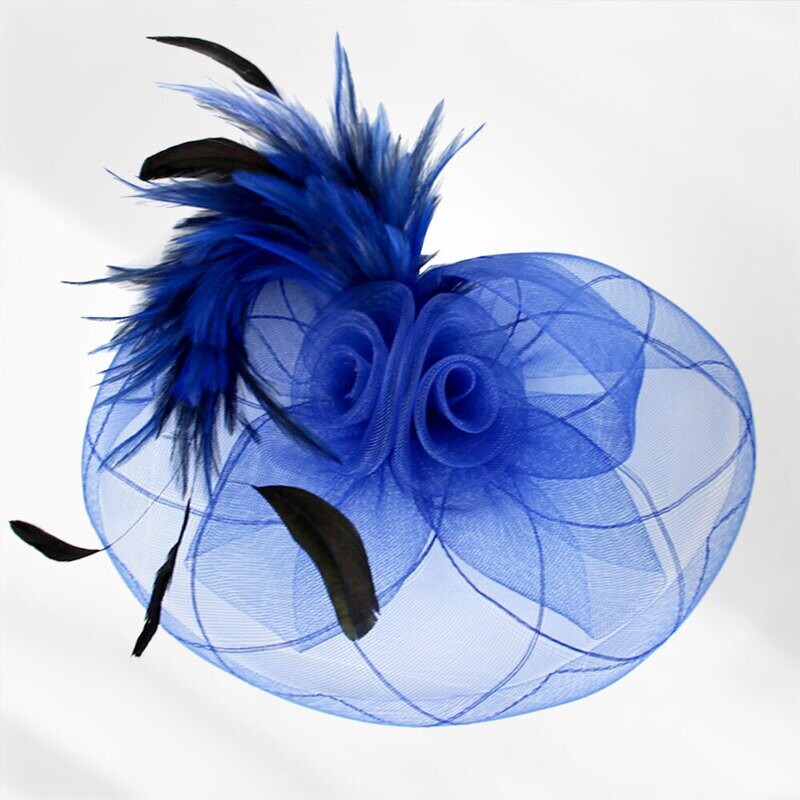 Feather Mesh Flower Fascinator / Headband