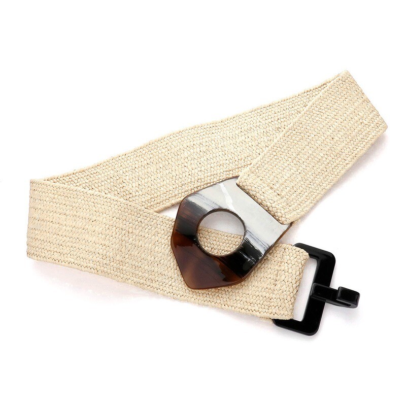 Ivory/Abstract Celluloid Acetate Accented Elastic Belt