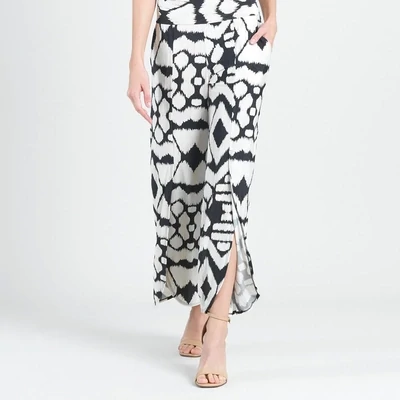 Aztec Print Crinkle Pleat Knit - Front Slit Ankle