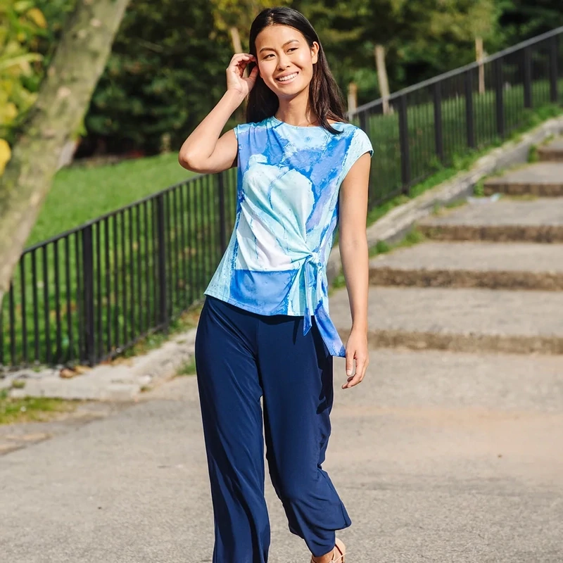 Water Splash Cap Sleeve Side Tie Top