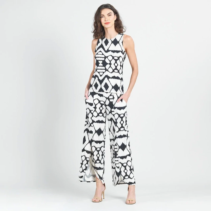 Aztec Crinkle Pleat Knit - Modern Jewel Neck Tank