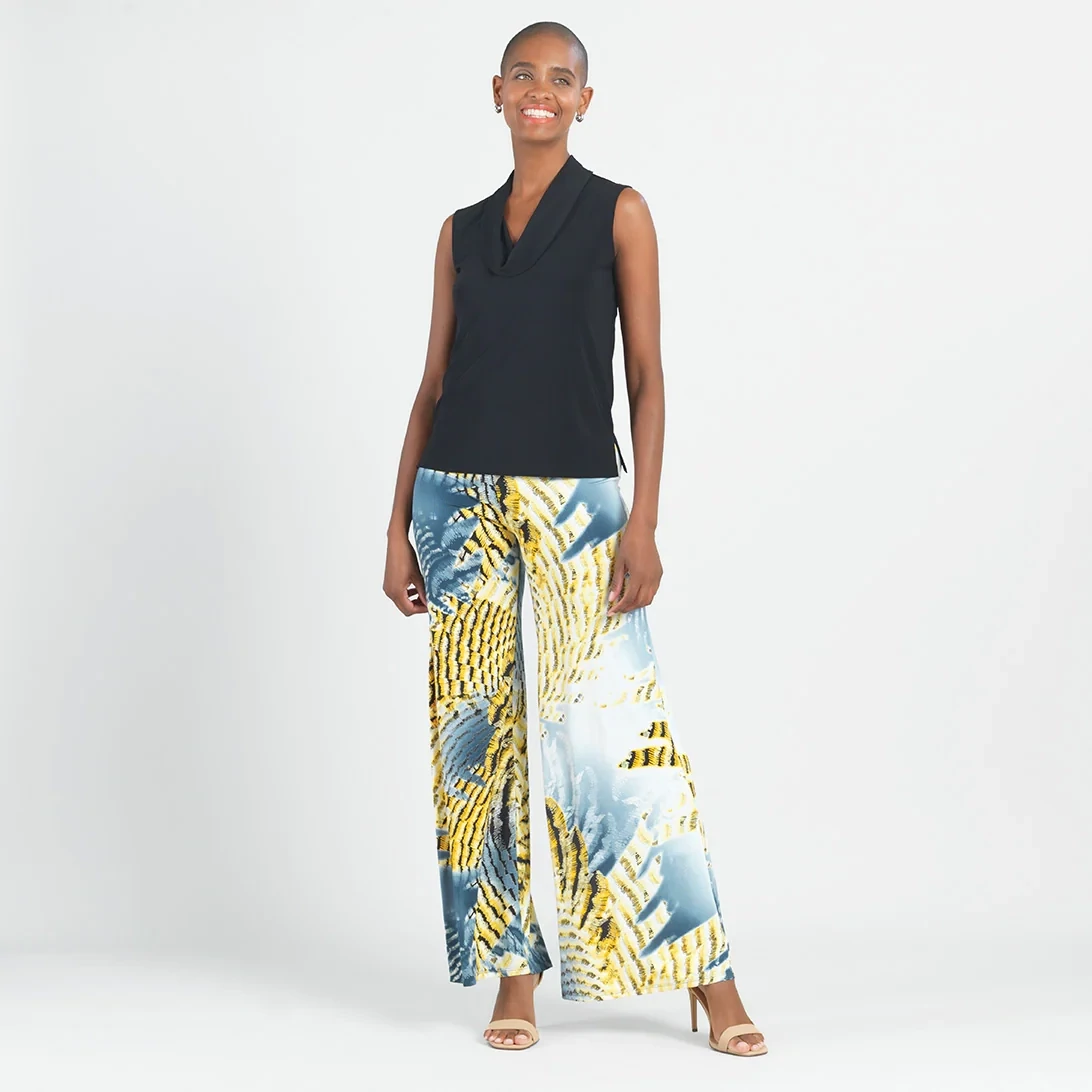 Black Sleeveless Draped Cowl Neck Top