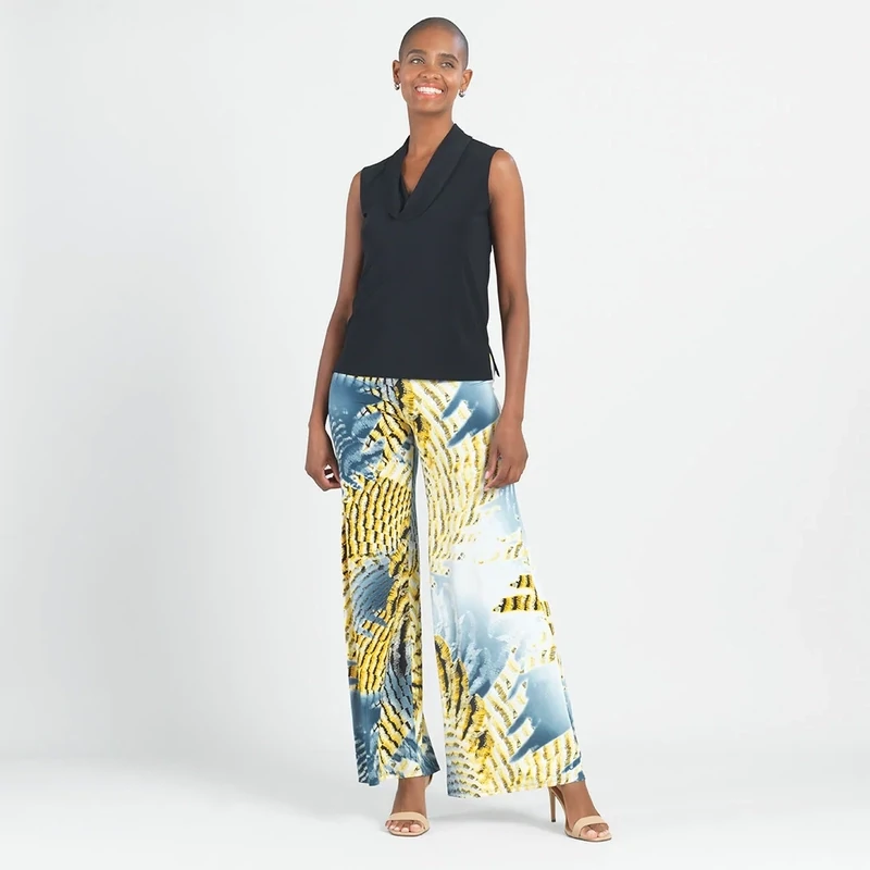 Black Sleeveless Draped Cowl Neck Top