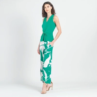 Emerald Sleeveless V-Neck Center Front Tie Top