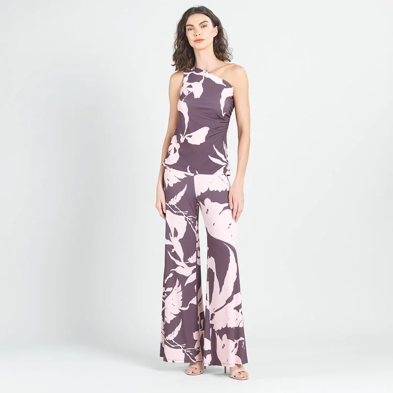 Pink/Cocoa Floral Stem One Shoulder Top