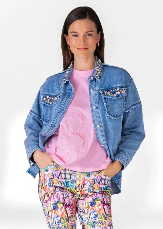 Lissette Gracelynn 26.5&quot; Denim Embellished Blouse