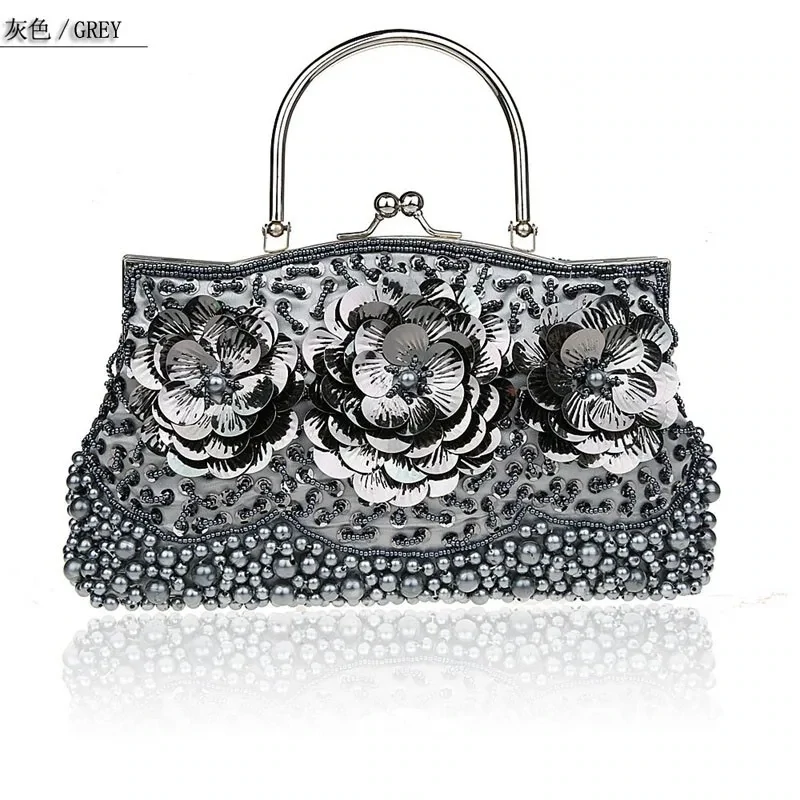 Vintage Beaded Bag With Floral Accents