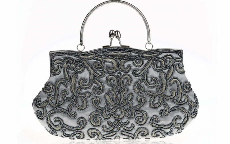 Vintage Scroll Beaded Handbag