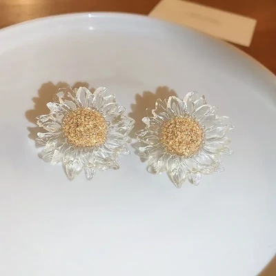 Gold Dust Acrylic Sunflower Earrings
