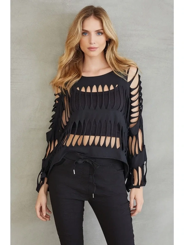 Black Cut Out Relaxed Fit T-Shirt