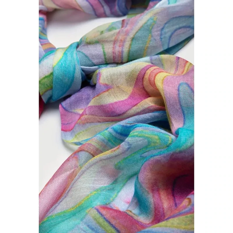 Multicolored Marbled Scarf 