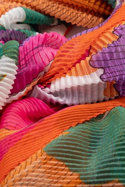 Pleated Colorful Floral Scarf