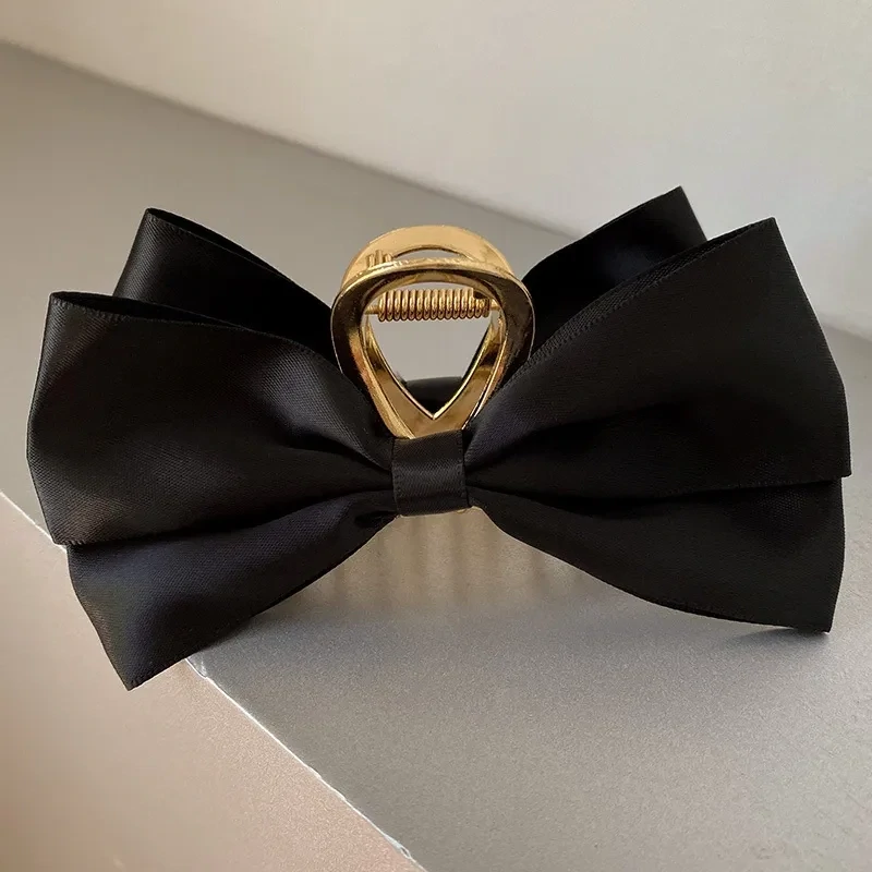 Elegant Sweet Bow Knot Satin Metal Hair Claw